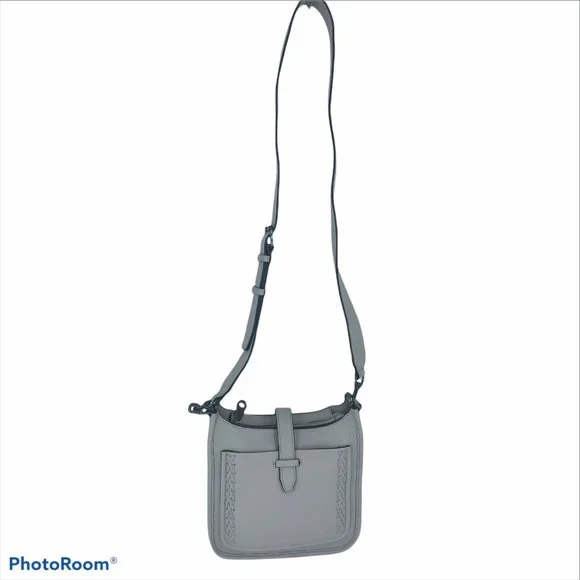 REBECCA MINKOFF Crossbody Bag Light Gray Leather Small 8X7 - Picture 2 of 16